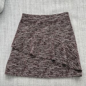 Ann Taylor Loft Skirt Womens XS Pink Black Ruffle Tweed‎